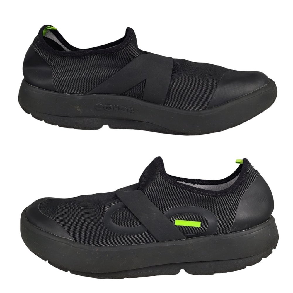 OOFOS Men's OOmg Fibre Low Shoe 12 EU 45 Black Stretch Recovery Comfort Washable - Picture 4 of 8